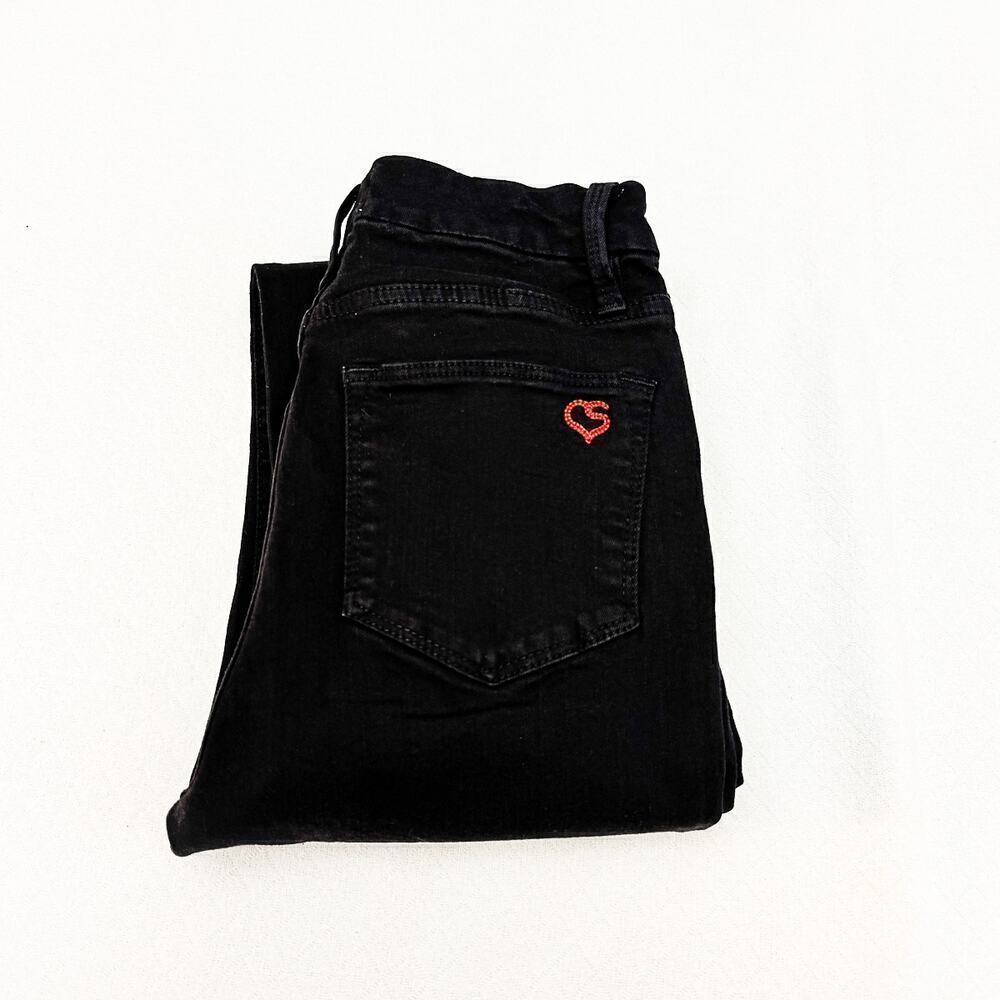 Frame x Claudia Schiffer Le Super High Straight Black Denim Jeans Size 24